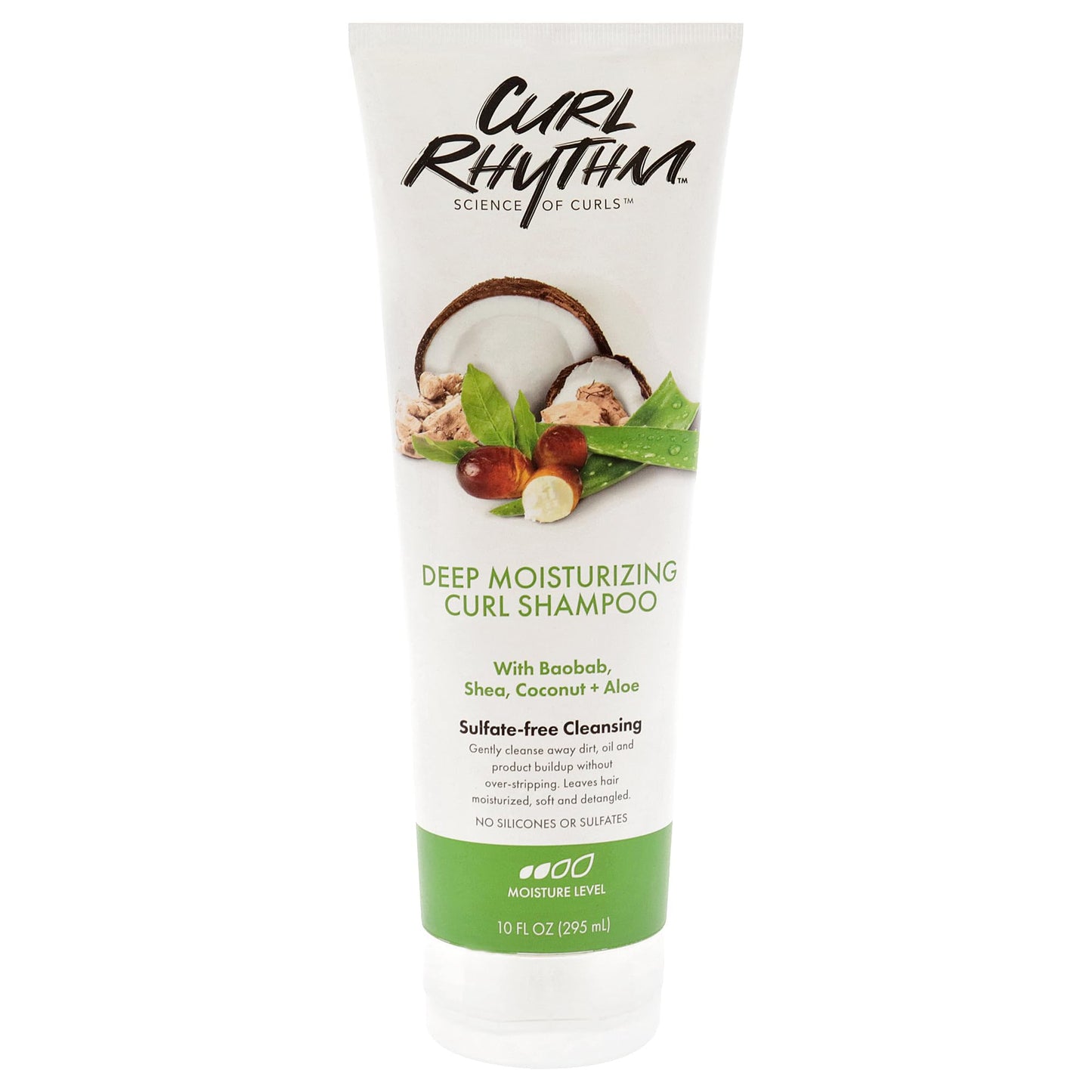 Curl Rhythm Deep Moisturizing Curl Shampoo - Curly Hair Shampoo for Hydration - With Shea Butter and Coconut - Silicone and Sulfate Free - 10 oz