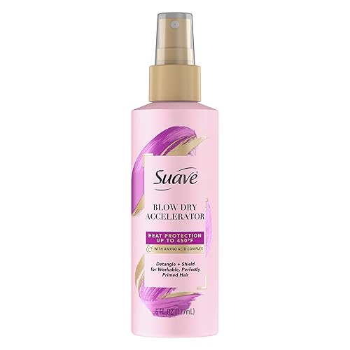 Suave Pink Blow Dry Accelerator Hair Heat Protector Heat Protecting Spray Heat Protectant Spray and Detangler 6 oz