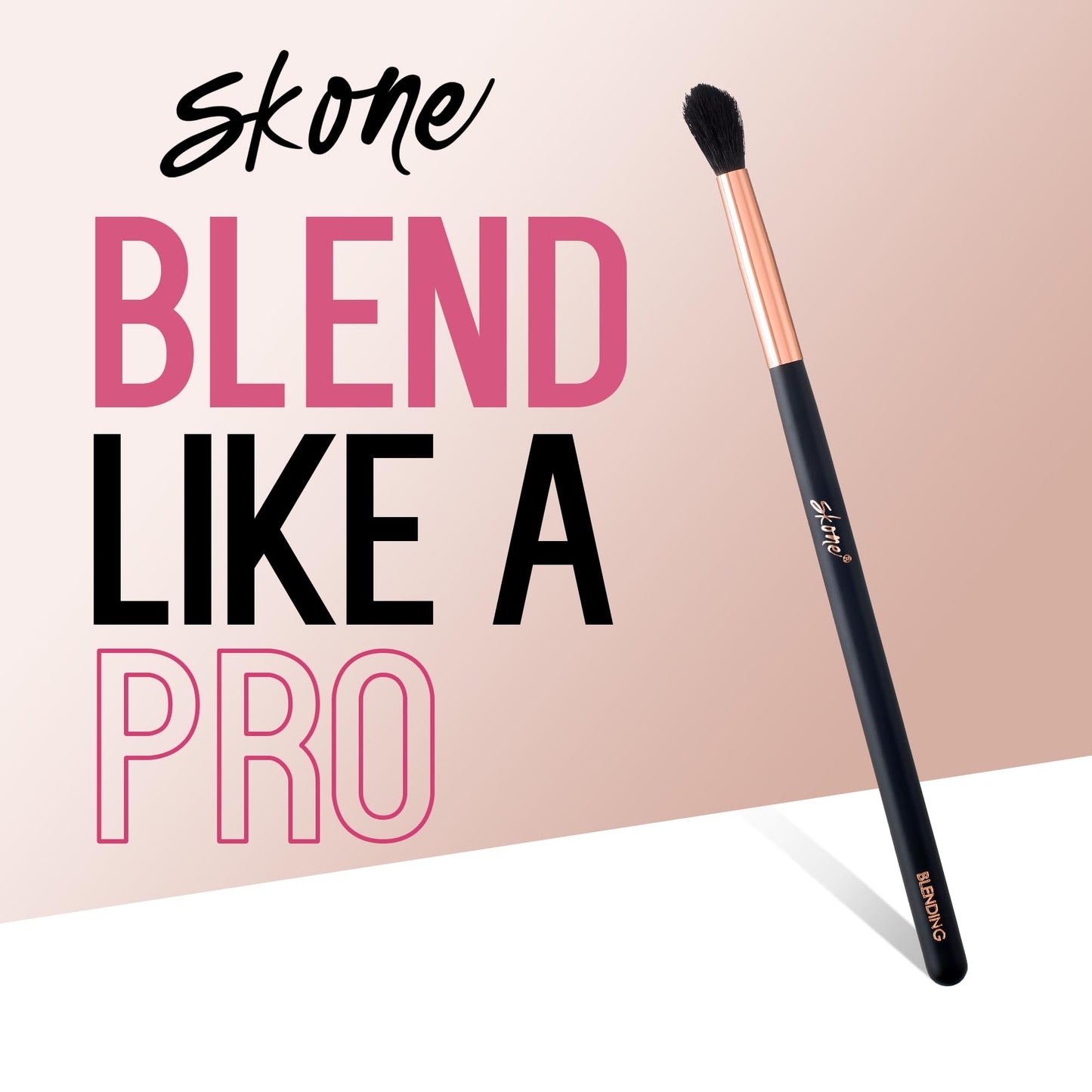 Skone Cosmetics Blending Eye Brush - Luxe Premium Rose Gold and Synthetic Eye Blending Brush - Professional Grade Nylon Blending Brush Used To Blend