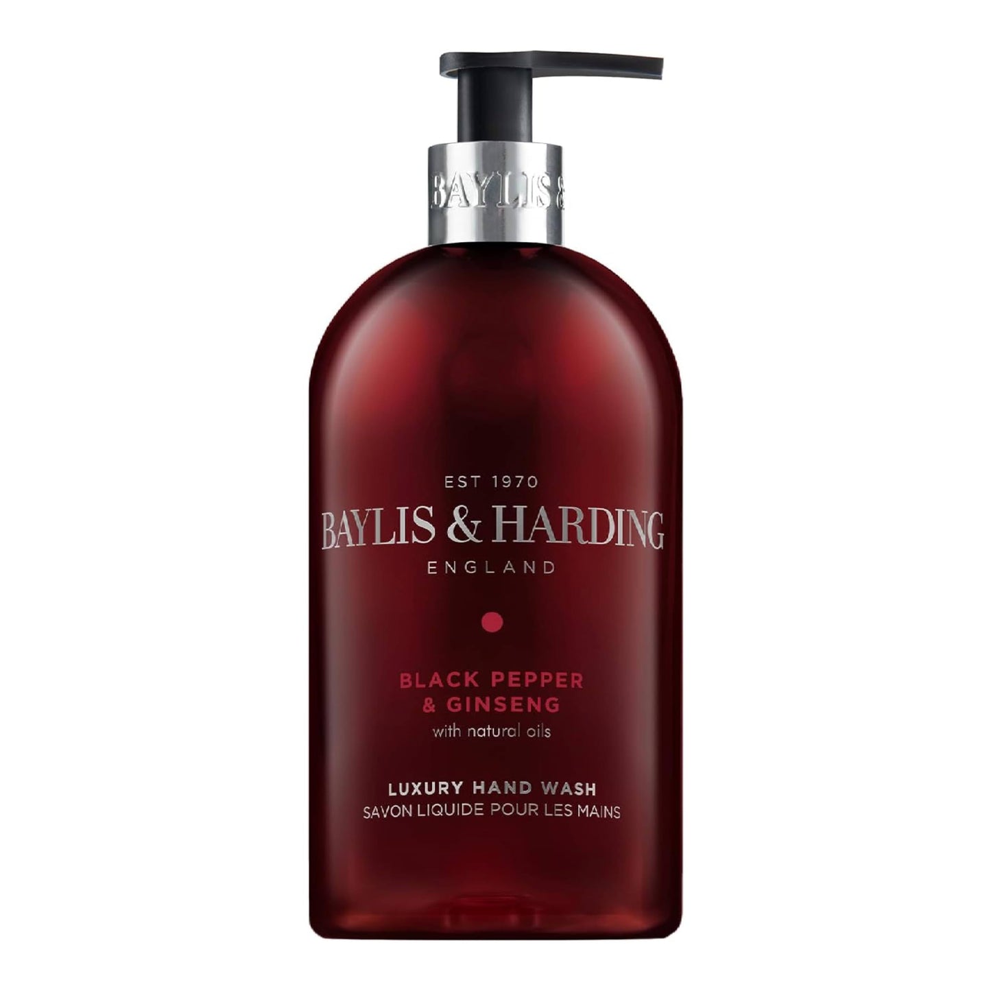 Baylis & Harding Liquid Hand Soap Wash with Dispenser, Black Pepper & Ginseng for Men, 16.9oz/500ml