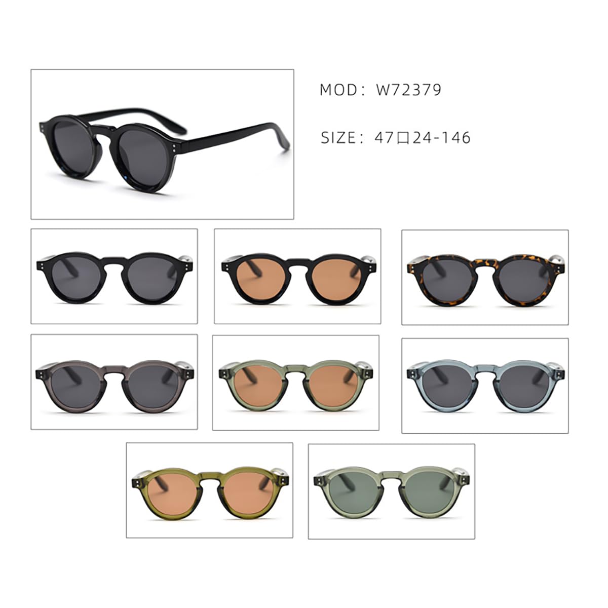 Unisex Polarized Sunglasses Retro Women Tr90 Round Sun Glasses Men Uv400 Sun Shades Circle Frame Decoration, Olive Green Brown