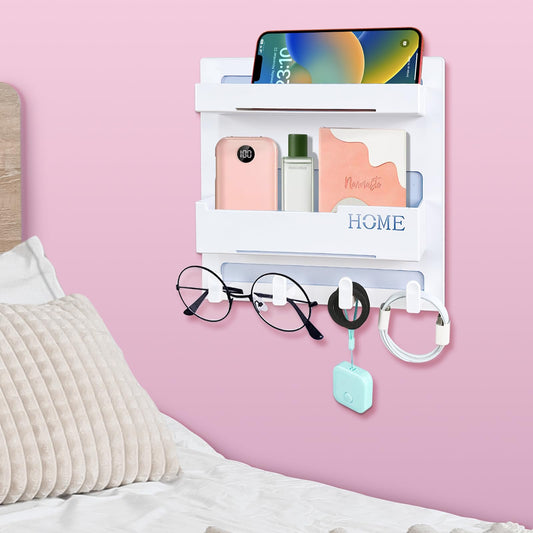 Floating Bedside Shelves – Wall Mount, Self Stick-On Organizer for Cute Room Decor, Girls Room & Bedroom Storage Accessories
