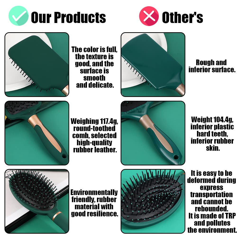4 Pcs Hair Brush Set,Anti Static Massage Oval Comb,Detangling Brush Round Hair Brush Vent Hair Brush,Flexible Soft Pin Bristles for Long Thick Curly