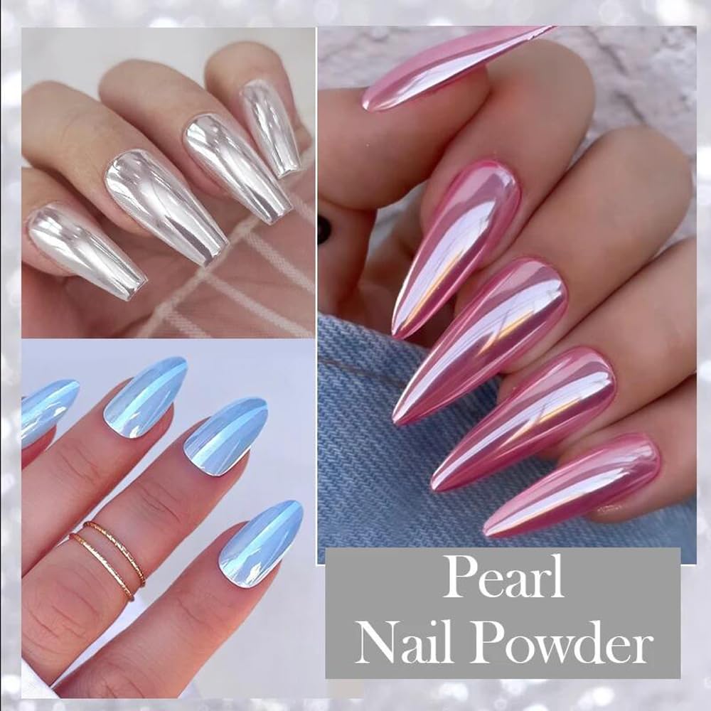 1 Box Nail Glitter Peacock Pearl Nail Powder Shimmer Glitter Wedding Bride Nail Design Rubbing Dust Mirror Effect Fairy Powder DIY Gradient Nail Art