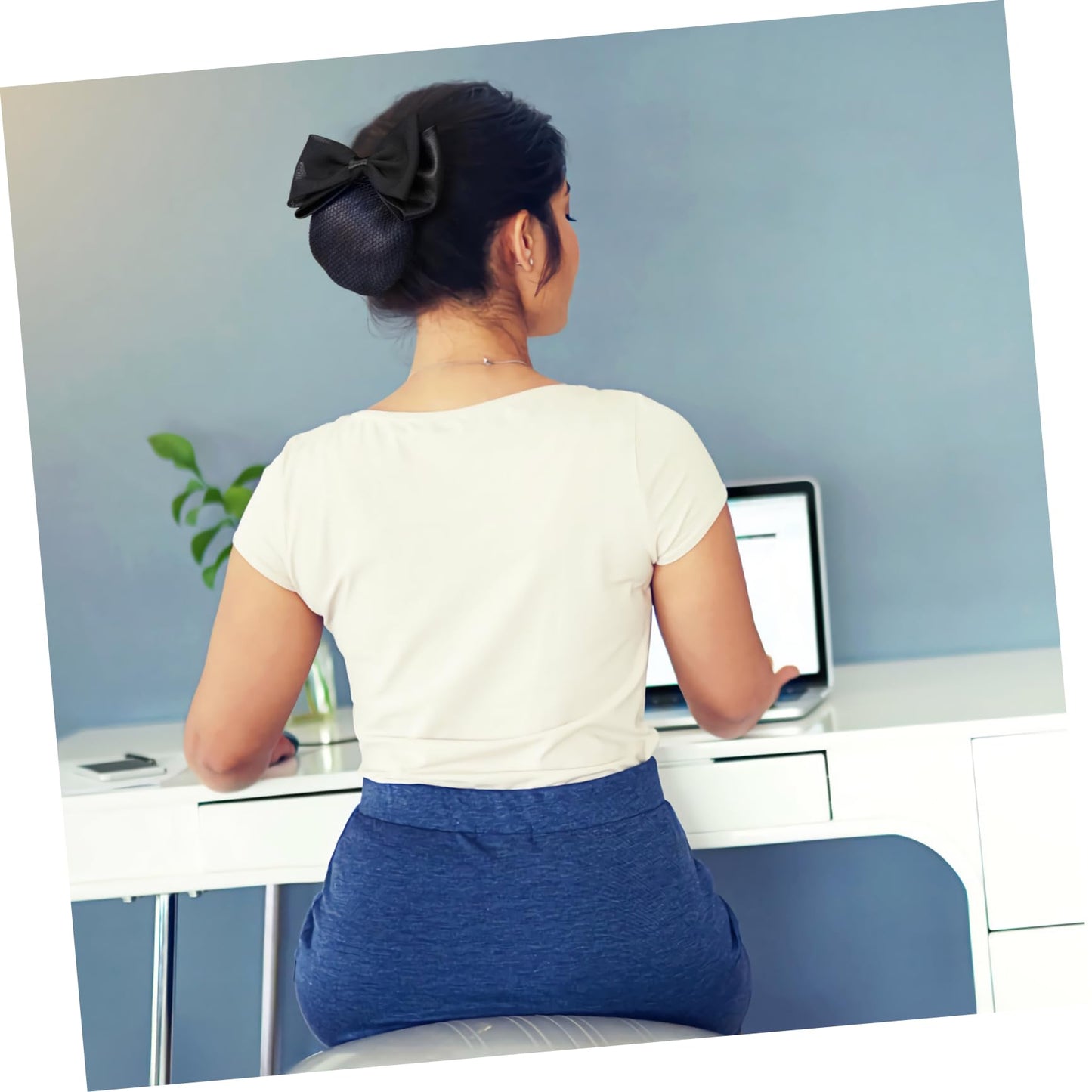 Beaupretty 2 Pieces Hair Snood Net Barrette Mesh Clip Elastic Butterfly Bun Bow Headdress for Lady Women Dance Office (Black)