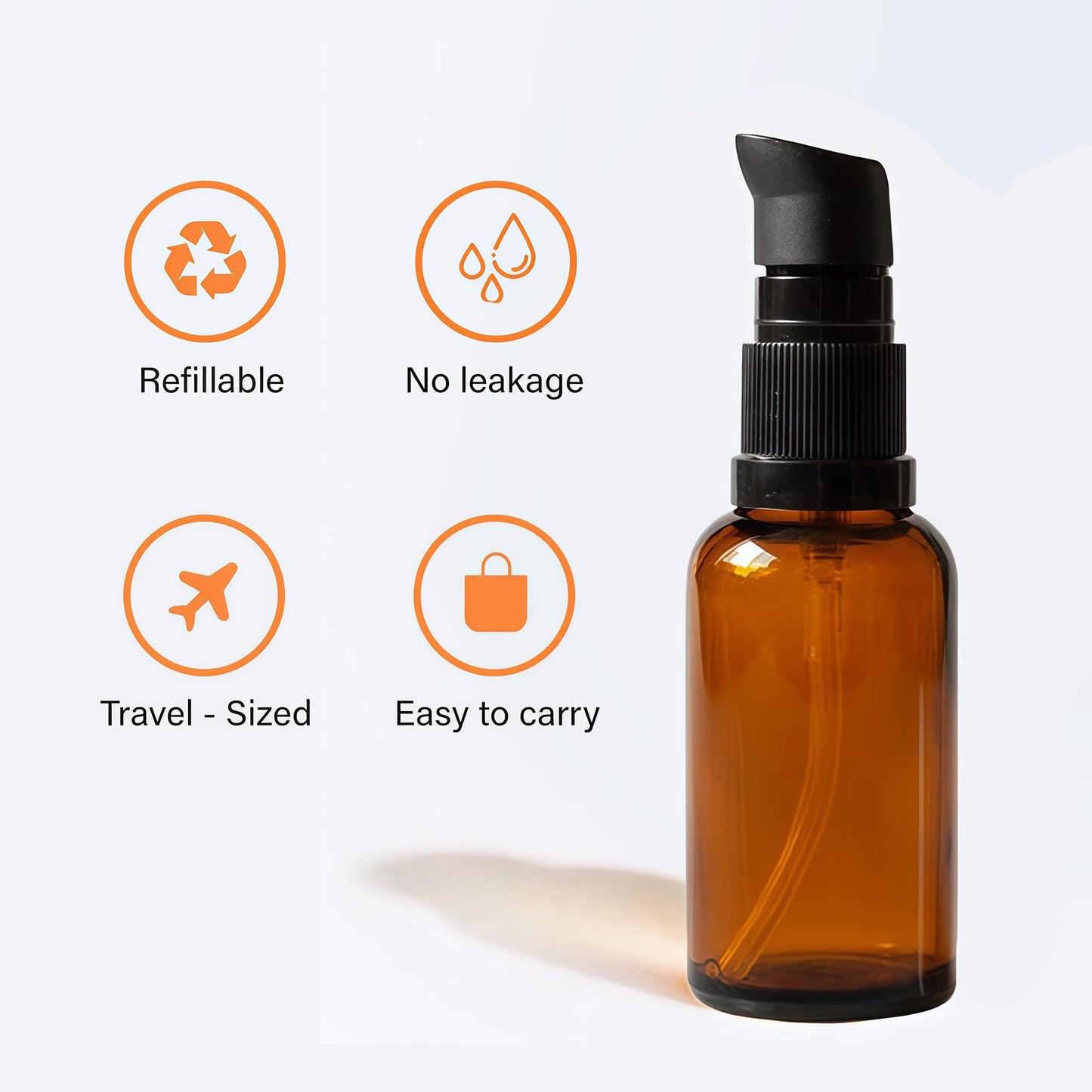 ericotry 3PCS 100ml / 3.34oz Empty Refillable Amber Glass Cosmetic Pump Press Lotion Bottles Makeup Sample Packing Cream Lotion Bath Shower