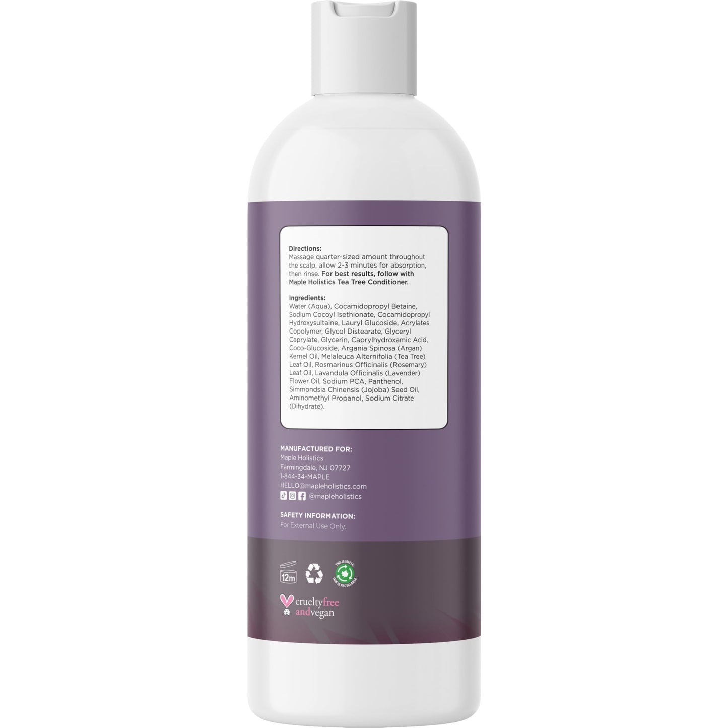 Tea Tree Shampoo for Oily Hair - Paraben and Sulfate Free Clarifying Shampoo for Build Up and Dry Scalp with Tea Tree Oil for Hair - Purifying