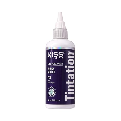 Red by Kiss Tintation Semi-Permanent Hair Color, Aloe Vera Water Based, Argan Oil, Olive Oil, Collagen & Keratin, Long-Lasting Color Dye (Black