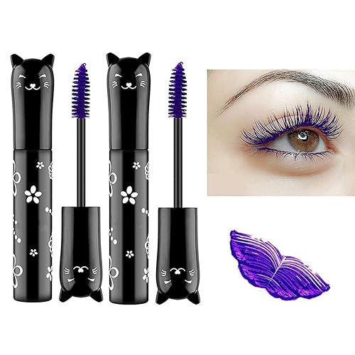 LGSZGDCN 2 PCS Purple Cat eye mascara Colored Makeup Waterproof Fast Dry Eyelashes Curling Lengthening Makeup Eye Lengthening, Lifting, Curling