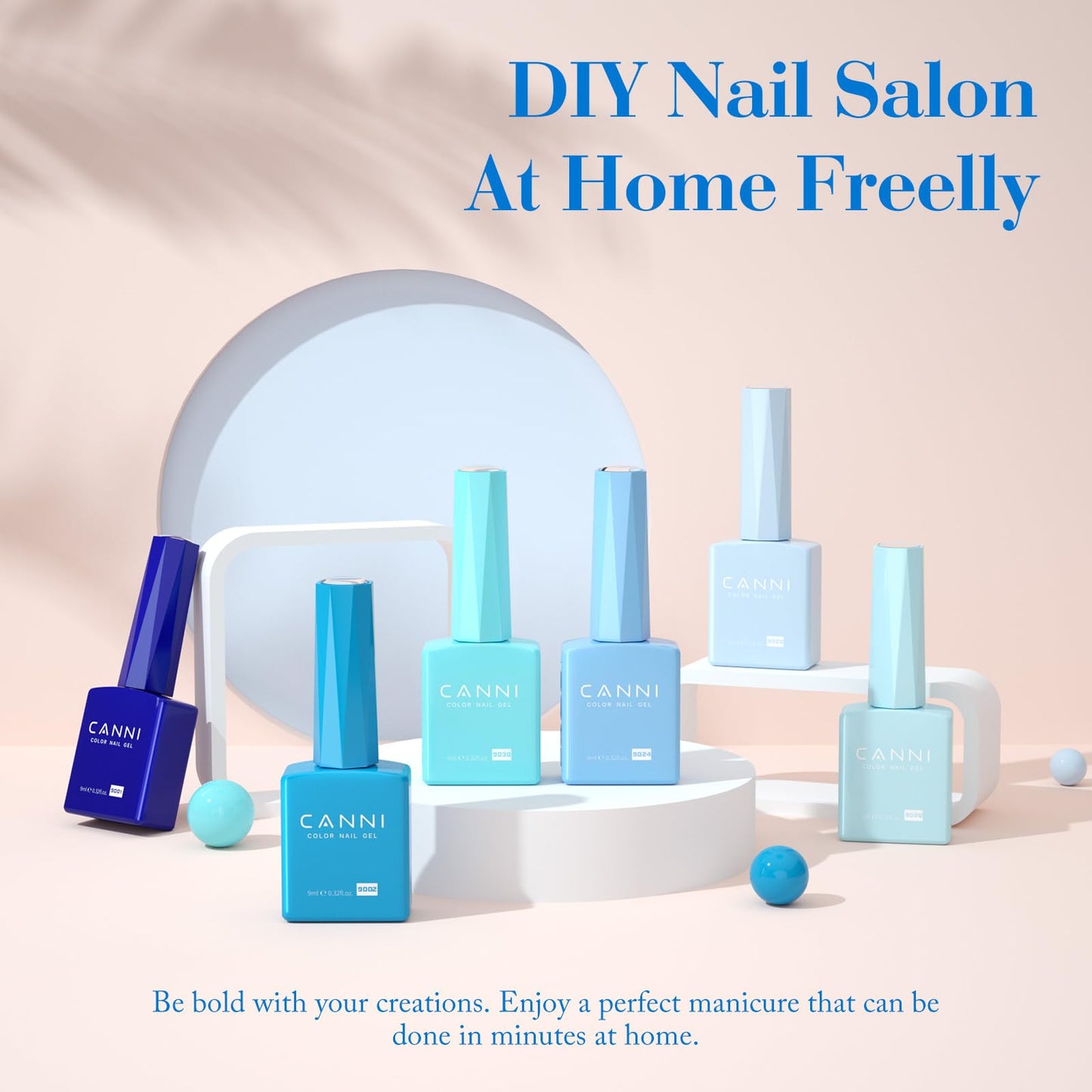 CANNI Blue Gel Nail Polish Set - 6 Colors 9ML Baby Royal Light Blue - Aquarius Ocean-Inspired Summer Gel, Soak Off UV LED Polish for DIY Manicure Beauty and Personal Care CANNI