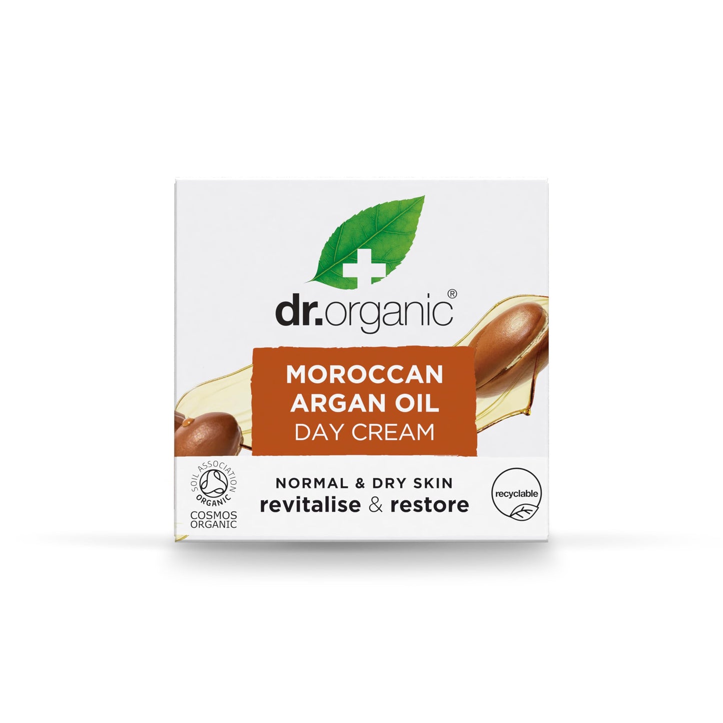 Dr. Organic Moroccan Argan Oil Day Cream | Nourishing Day Therapy Cream, For Normal to Dry Skin, Revitalizing, Vegan, Certified Organic, Curelty-Free
