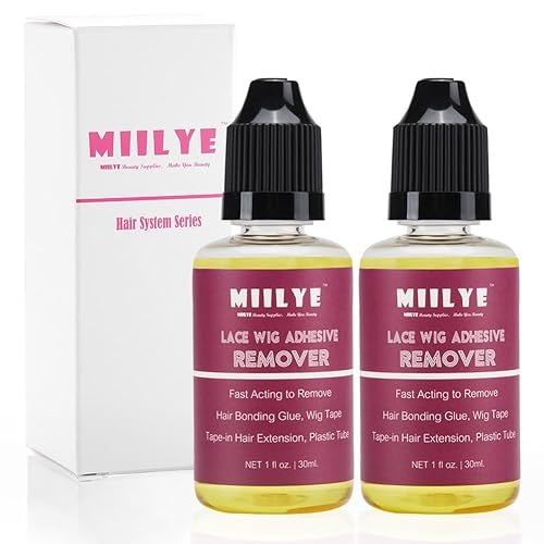 MIILYE Wig Glue Remover x 2 Bottles, Tape in Hair Extensions Remover |Solvent for Adhesive Residue, Lace Front Wig |Poly Hairpieces |Toupee |Cosmetic