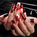 LOVFUL Reusable Press on Nails | Salon Quality Sustainable Style Handmade with Full Covered Crystals | Square Classic Regular 1.3 in | (Midnight Rose Beauty & Personal Care Lovful