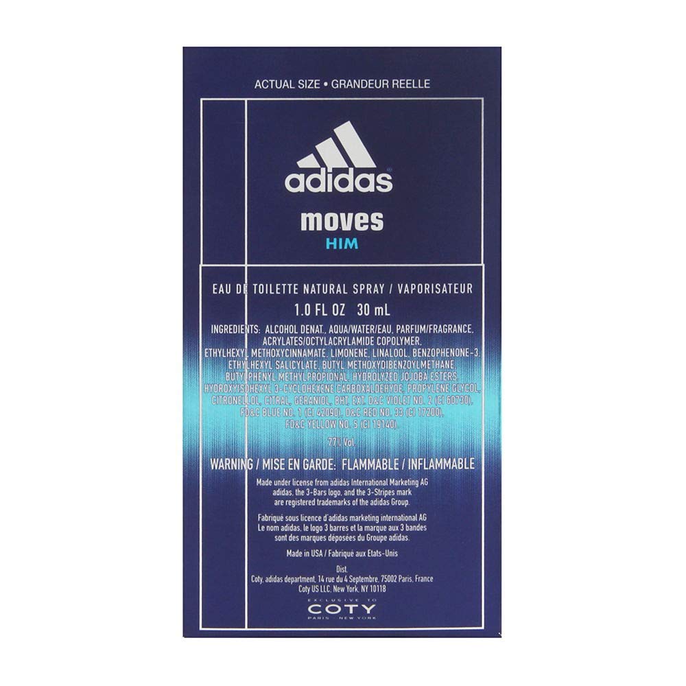Adidas Moves By Adidas For Men, Eau De Toilette Spray, 1-Ounce Bottle