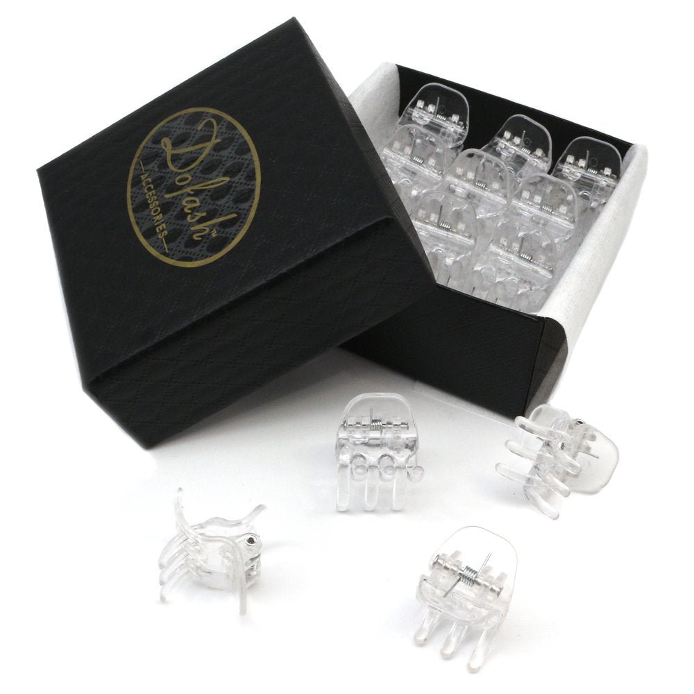 Dofash 12Pcs(Clear) Small Mini Hair Claw Clips Plastic 1.8Cm Hair Accessories For Girls