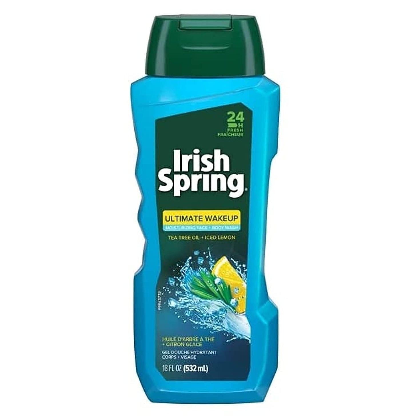 Irish Spring Ultimate Wake Up Tea Tree Face & Body Wash for Men, Moisturizing Body Wash Washes Away Bacteria - 18 Fl. Oz