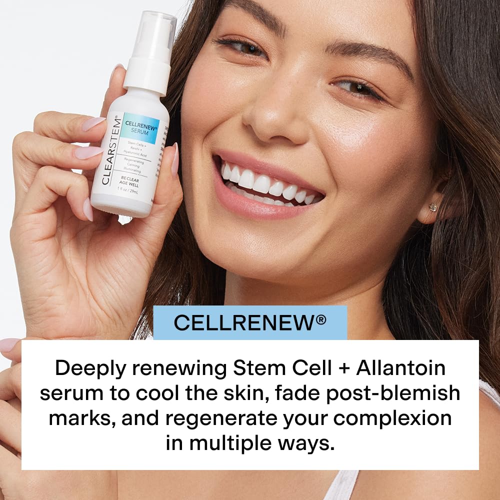 CLEARSTEM - CELLRENEW - Collagen Stem Cell Serum - Acne + Youthful Skin Face Serum - Hyaluronic Acid, Reishi, Aloe Vera - Facial Skin Care Products