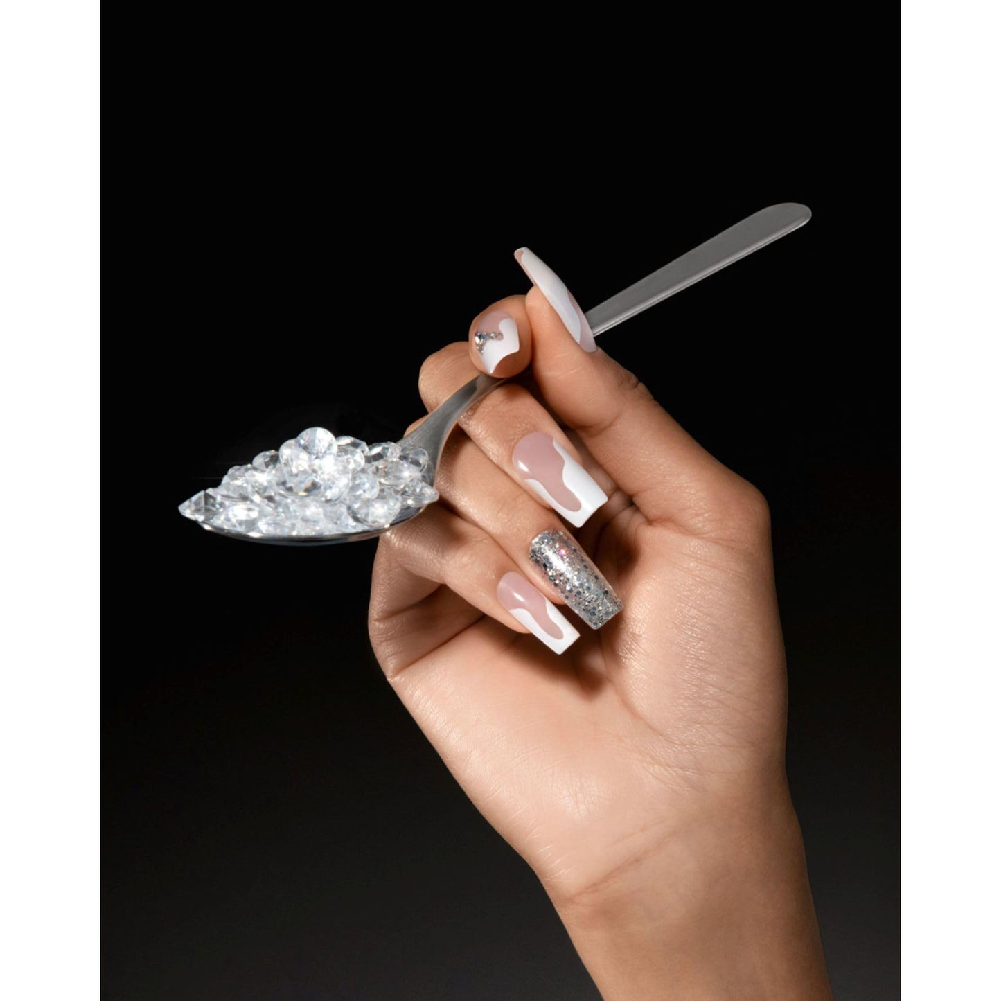 KISS Premium Classy Fake Nails - Stay Modish, Long & Square, Super Glam, Jewel Accents, Waterproof, Smudge Proof, No Dry Time, Durable, Takes Minutes Beauty & Personal Care KISS
