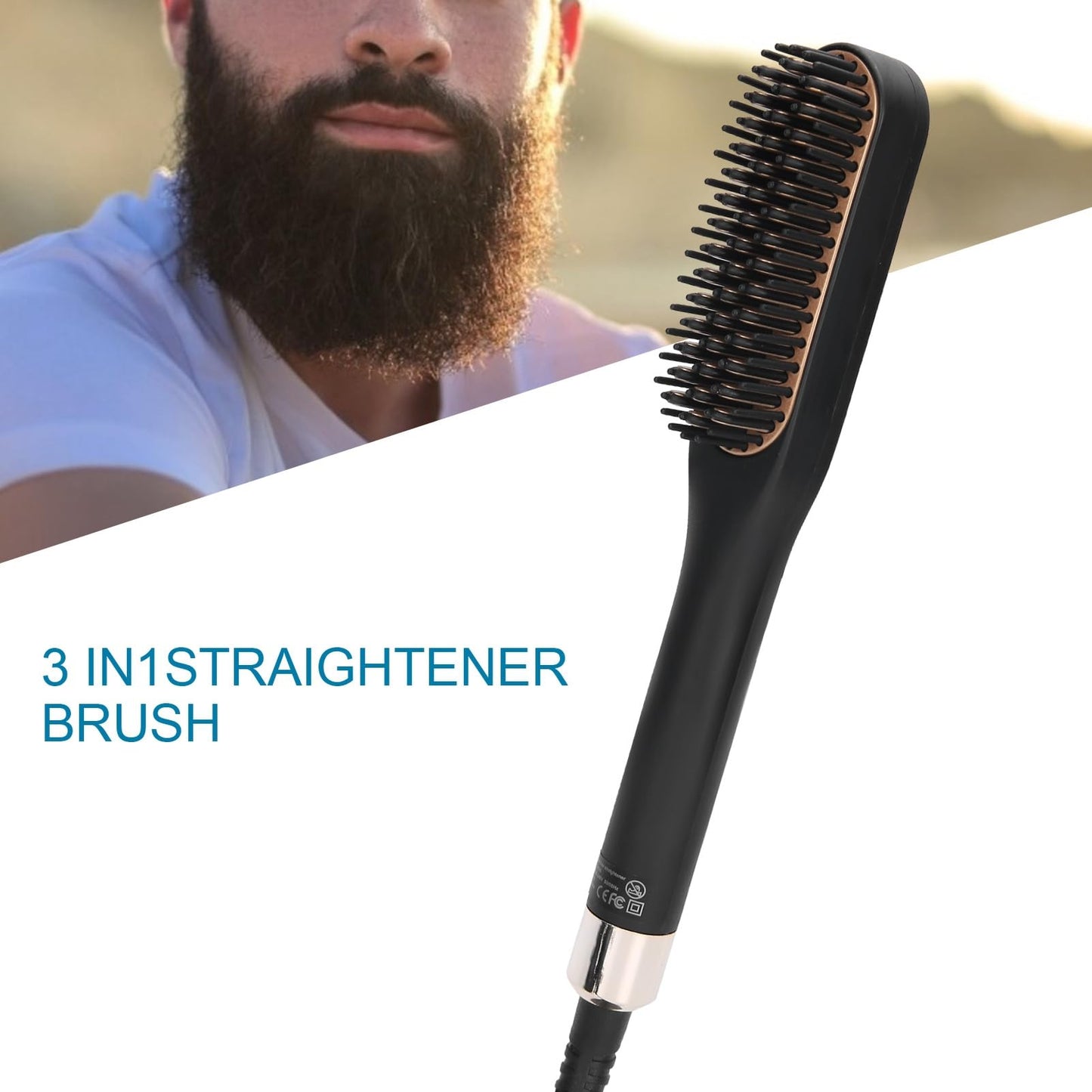 Beard Straightener, Heated Hair Straightening Brush with with 3 Adjustable Temps, Electric Beard Straightening Comb, Beard Comb, Multifunctional Beard Beauty and Personal Care Dioche