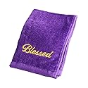 Swanson Christian Products Embroidered Hand Towels - 'Blessed' - Gifts for Pastor, Clergy, & Ministers - Pastor Towel (Purple)