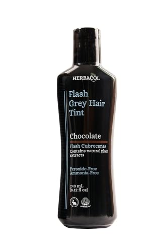 Herbacol Natural Gray Hair Cover, Chocolate (Brown), Ammonia and Peroxide Free 8.1oz| Herbacol Flash Cubrecanas, Chocolate, Natural Sin Amoniaco ni