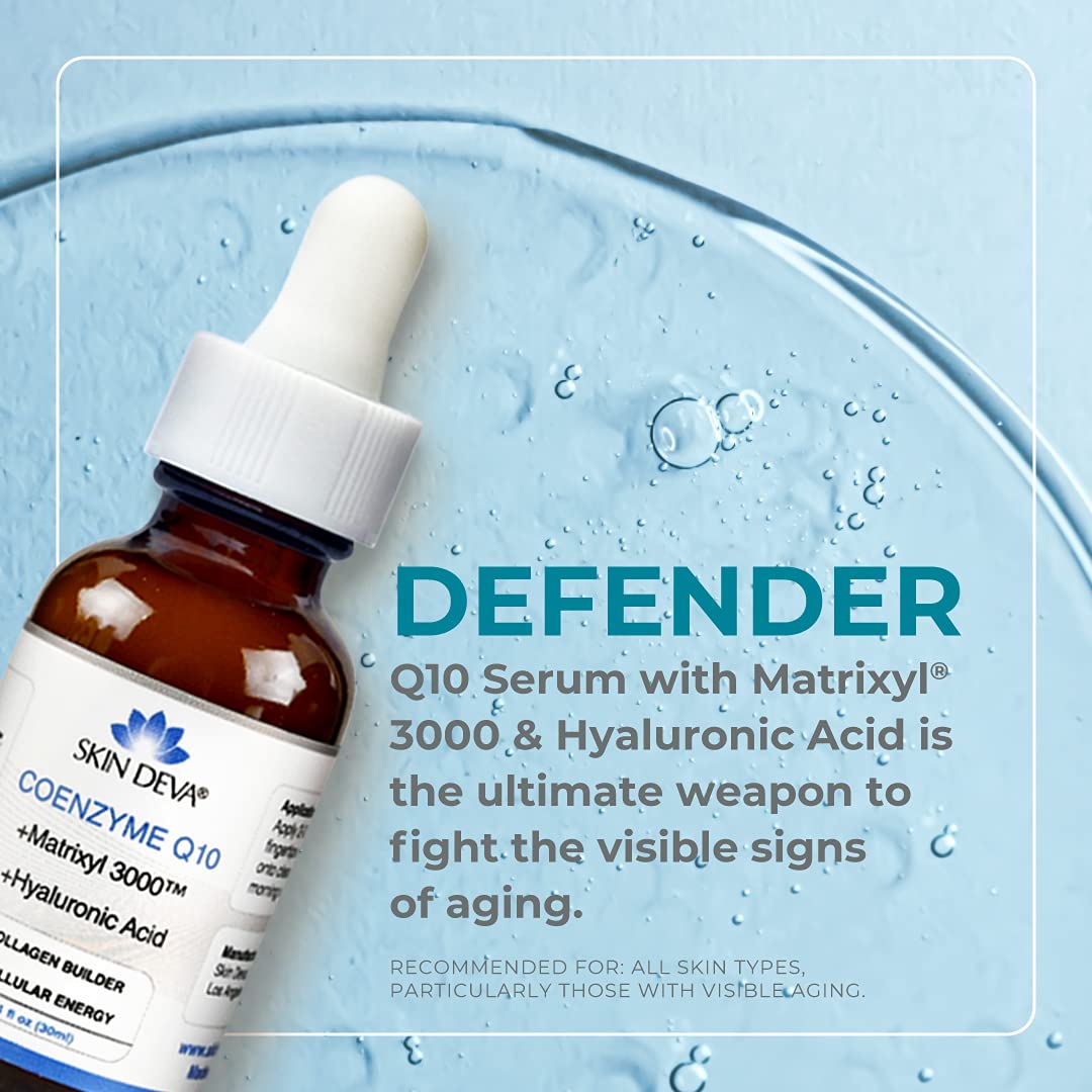 SKIN DEVA 1 fl oz COENZYME Q10 Anti Aging Serum Formula with Matrixyl 3000 and Hyaluronic Acid Serum Facial Serums, Anti Wrinkle Serum which