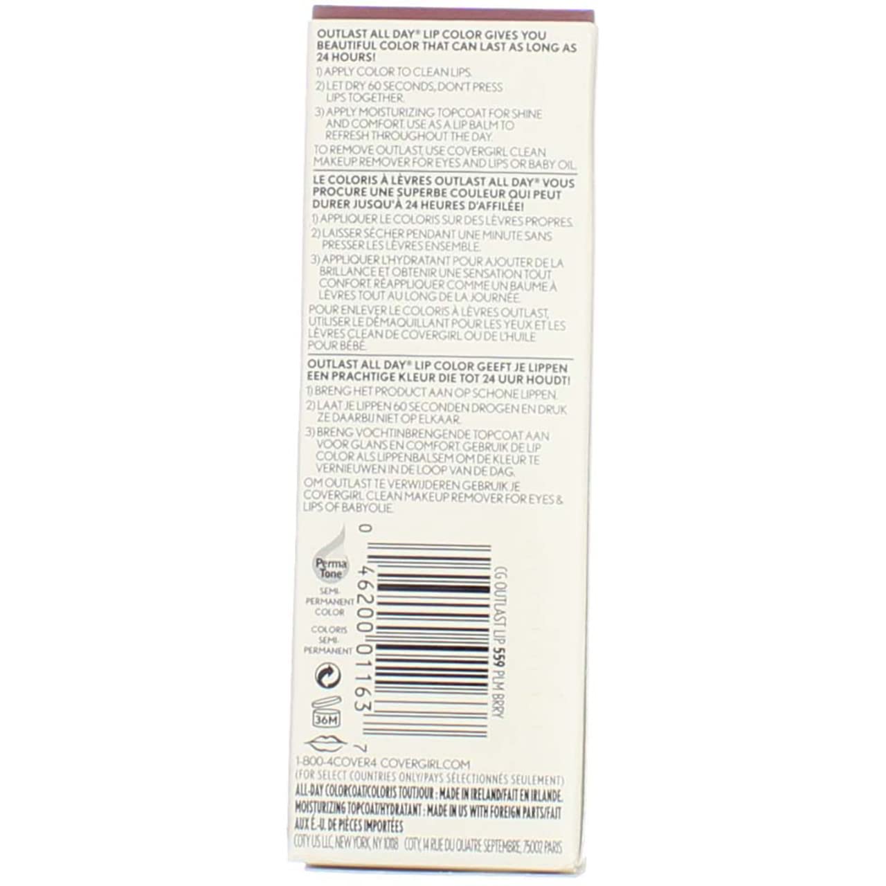 Cover Girl 01163 559plmbry Outlast Lipcolor