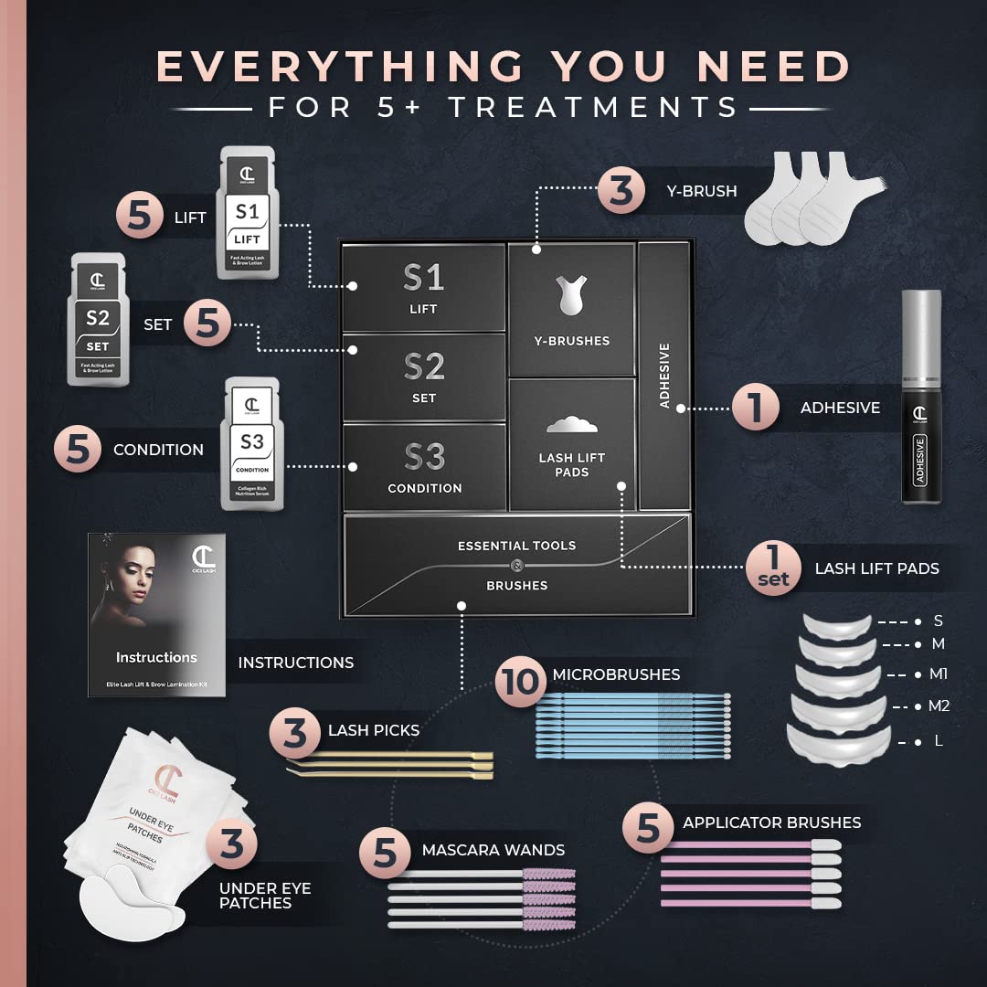 2 in 1 Lash Lift Kit and Brow Lamination Kit | Instant Perming, Lifting & Curling for Eyelashes & Eyebrows | Professional Salon Results Lasting 6-8