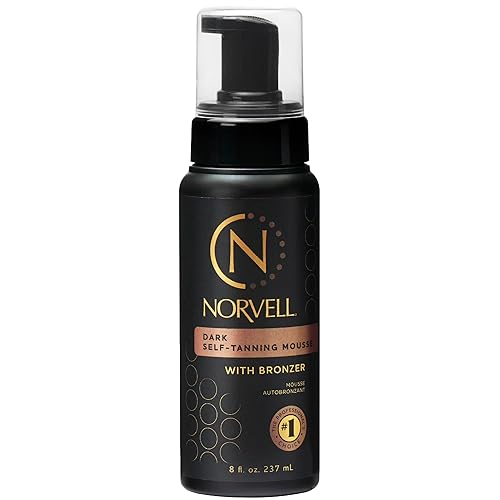 Norvell Sunless Dark Self Tanner Mousse with Bronzer 8 fl oz - Instant Natural Looking Fake Tan for a Bronzing Glow, Streak Free, Fast Drying, Long