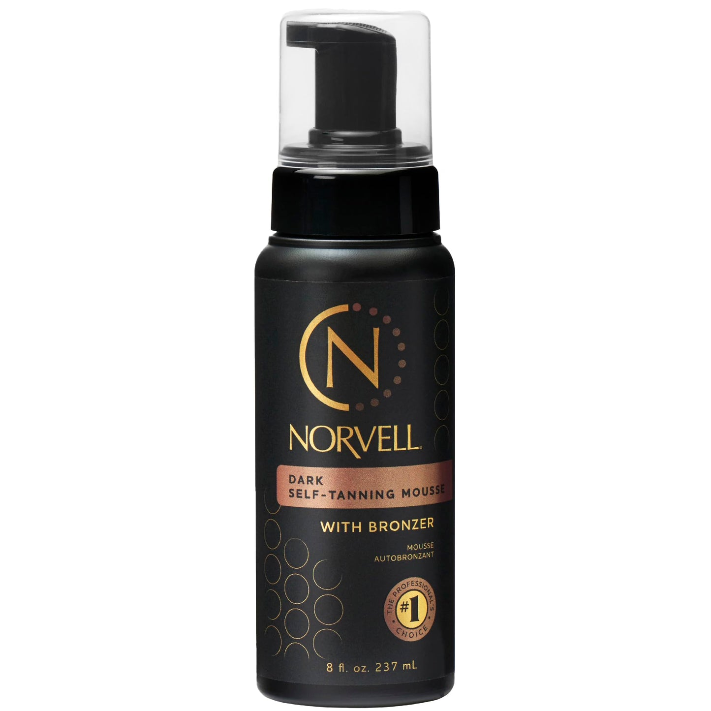 Norvell Sunless Dark Self Tanner Mousse with Bronzer 8 fl oz - Instant Natural Looking Fake Tan for a Bronzing Glow, Streak Free, Fast Drying, Long