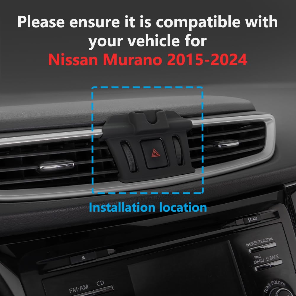 Zchan Car Phone Holder Mount for Nissan Murano 2015-2024 Car Accessories Car Mount 360°Rotation for Car Phone Holder Magnetic Hands Free Compatible…