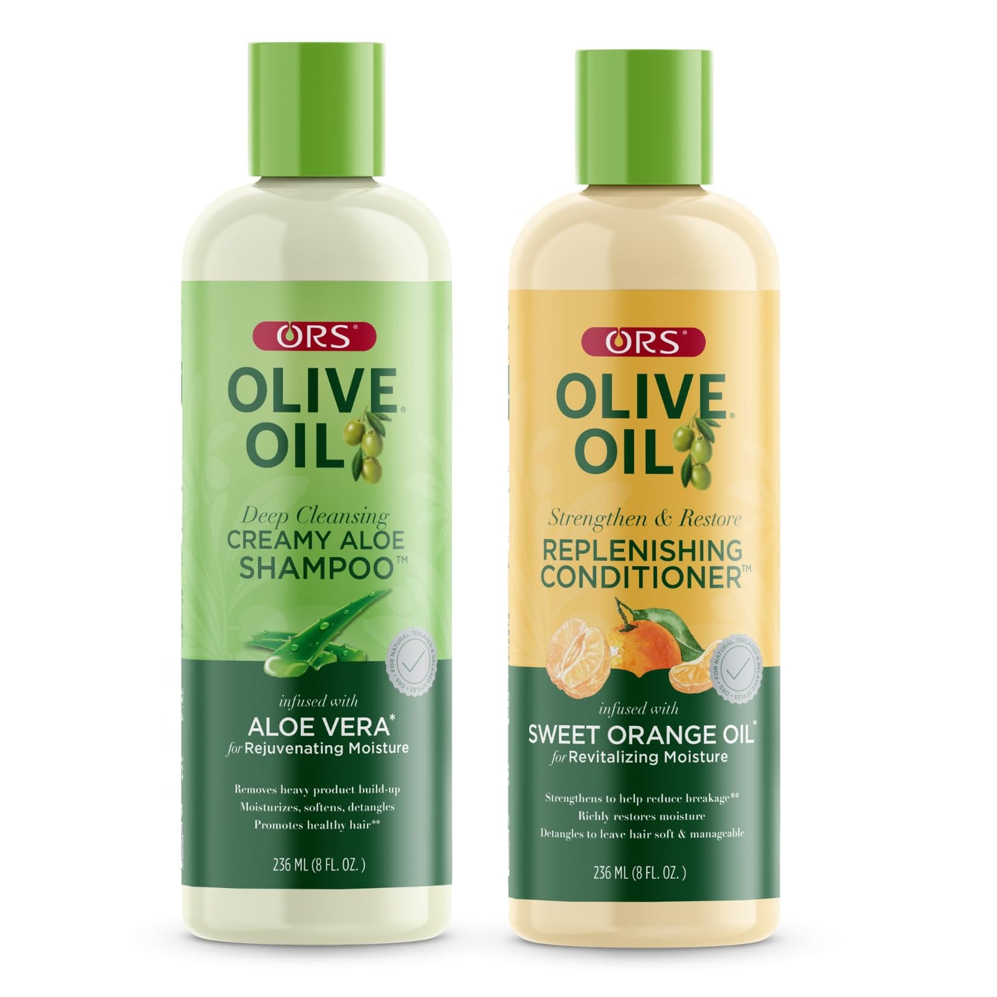 ORS Olive Oil Shampoo & Conditioner with Aloe Vera & Orange Oil for Moisture, Strengthen & Restore 2 Piece Set