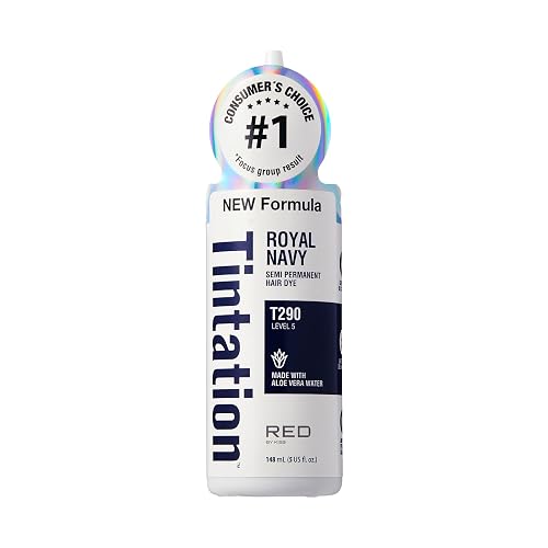Red by Kiss Tintation Semi-Permanent Hair Color, Aloe Vera Water Based, Argan Oil, Olive Oil, Collagen & Keratin, Long-Lasting Color Dye (Royal Navy