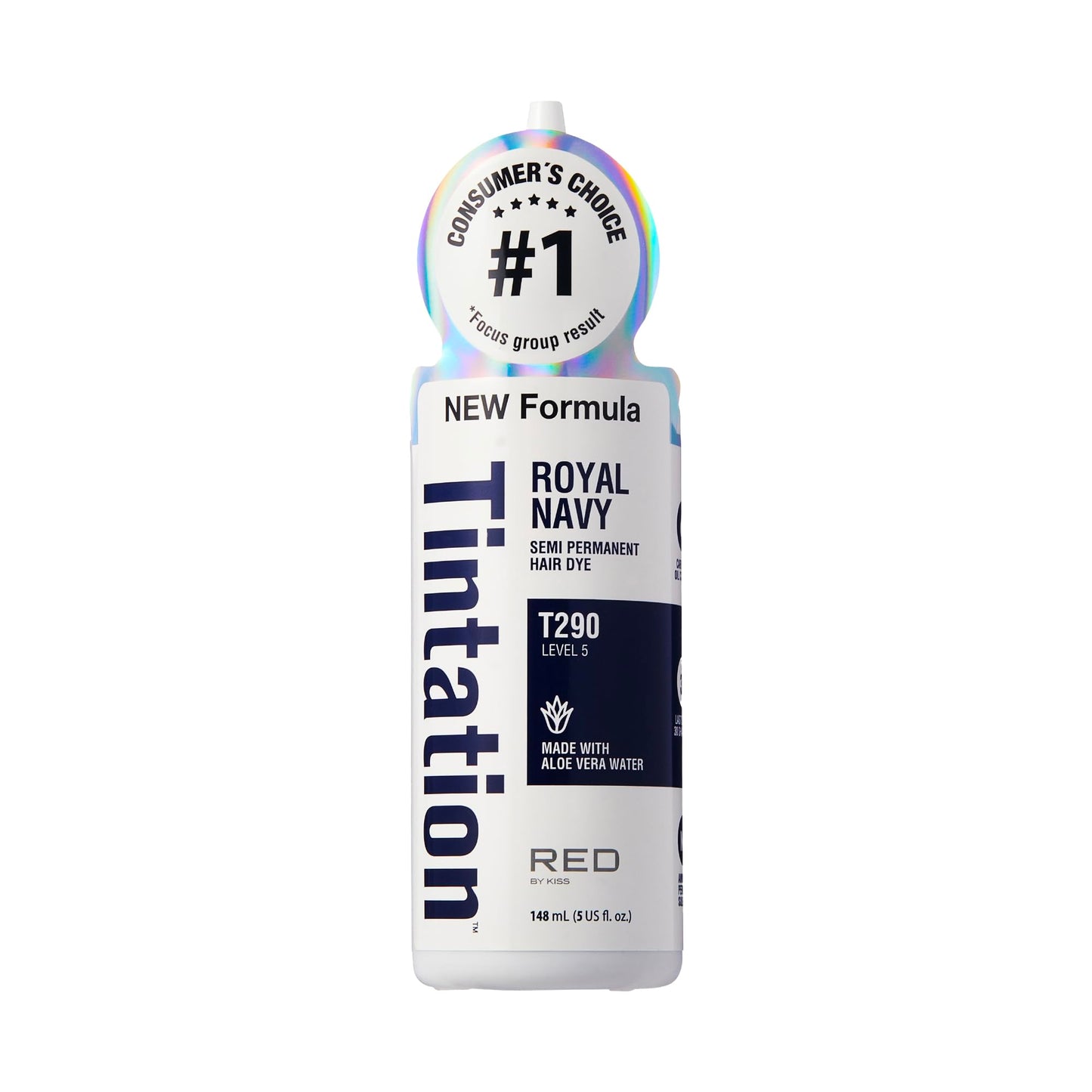 Red by Kiss Tintation Semi-Permanent Hair Color, Aloe Vera Water Based, Argan Oil, Olive Oil, Collagen & Keratin, Long-Lasting Color Dye (Royal Navy