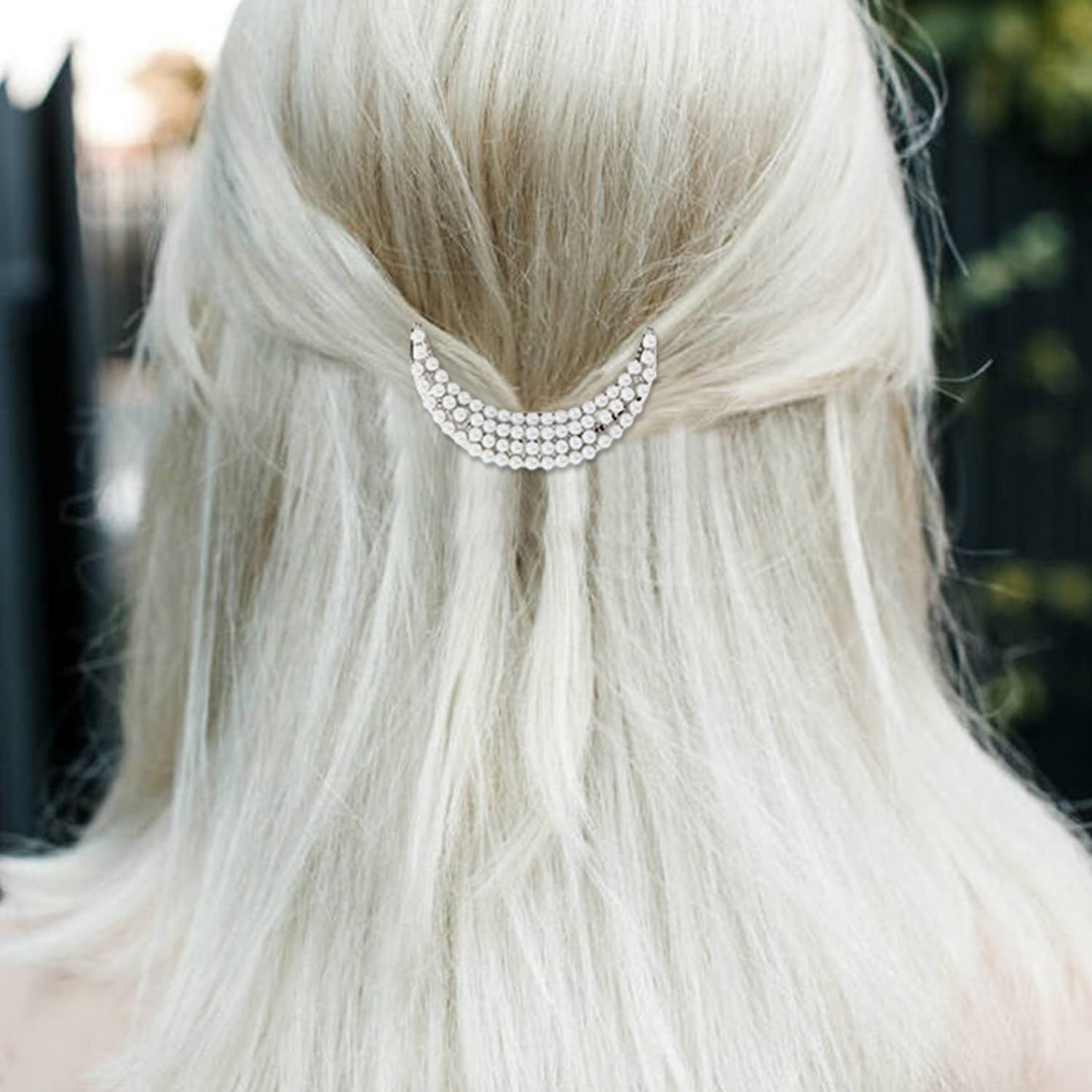 9 Pack Vintage Minimalist Bowknot Circle Moon Star Branch Pearl Metal Silver Hair Clips Hairpins Snap Barrettes Comb Claw Clamp Wedding Bridal