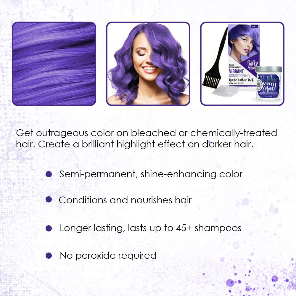 Punky Colour Box Kit Violet Semi Permanent Hair Color - Vegan, Cruelty-Free Conditioning Hair Dye, Lasts Up to 35 Washes