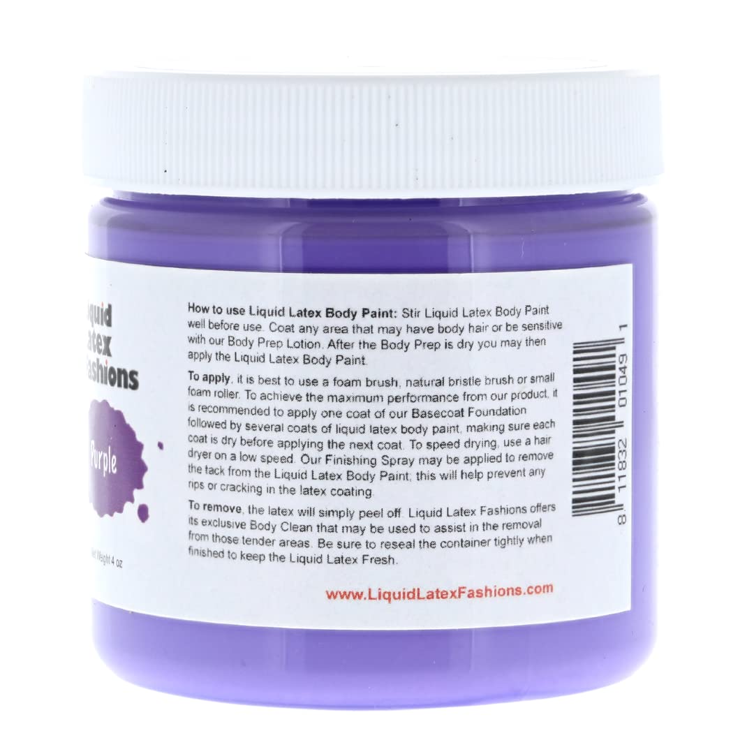 Purple 4 Oz - Liquid Latex Body Paint, Ammonia Free No Odor, Easy On and Off, Cosplay Makeup, Creates Professional Monster, Zombie Arts, Face Paint