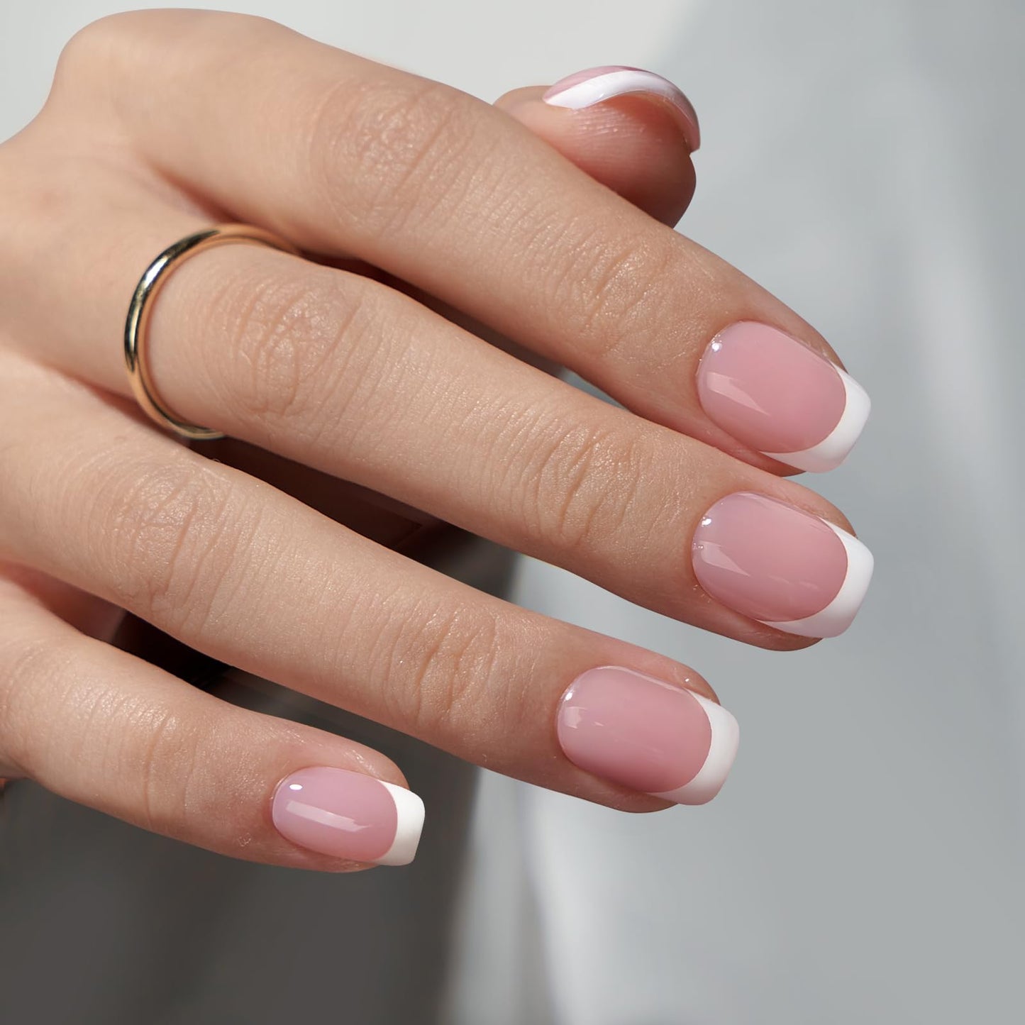 BTArtboxnails Gel Nail Kit - Square French Tip Press on Nails Extra Short Nude Fake Nails Set with Glue Soft Nail Extension Kit Glue Builder Gel Beauty and Personal Care BTARTBOXNAILS