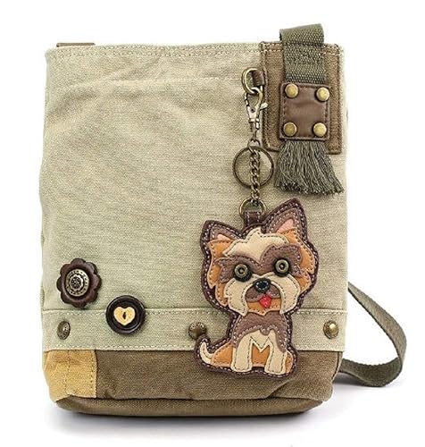 CHALA Womens Canvas Patch Crossbody Handbag Yorkie - Sand