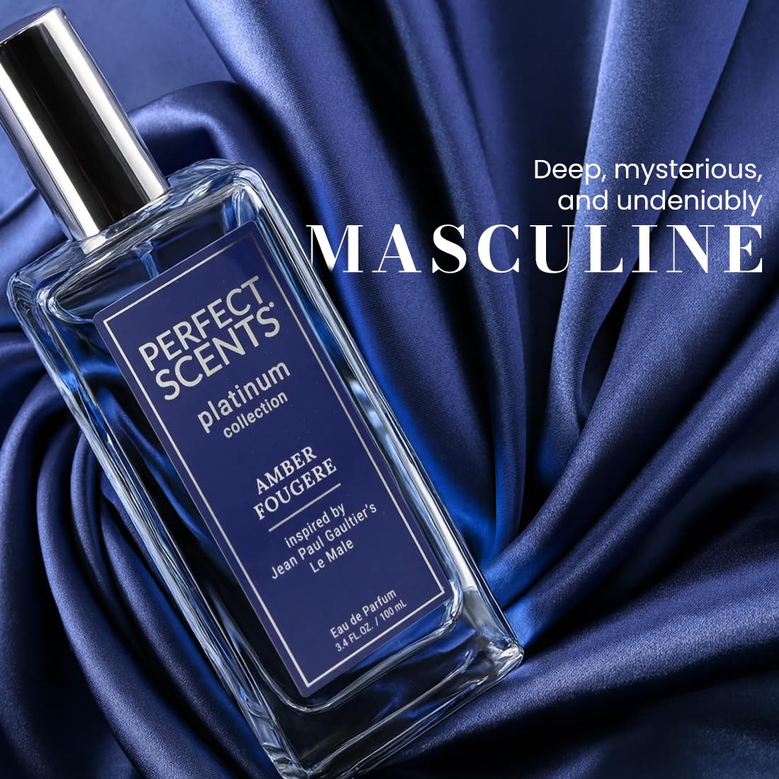 Perfect Scents Fragrances | Inspired by Jean Paul Gaultier’s Le Male | Platinum Collection | Amber Fougere | Men’s Eau de Parfum | Vegan, Paraben