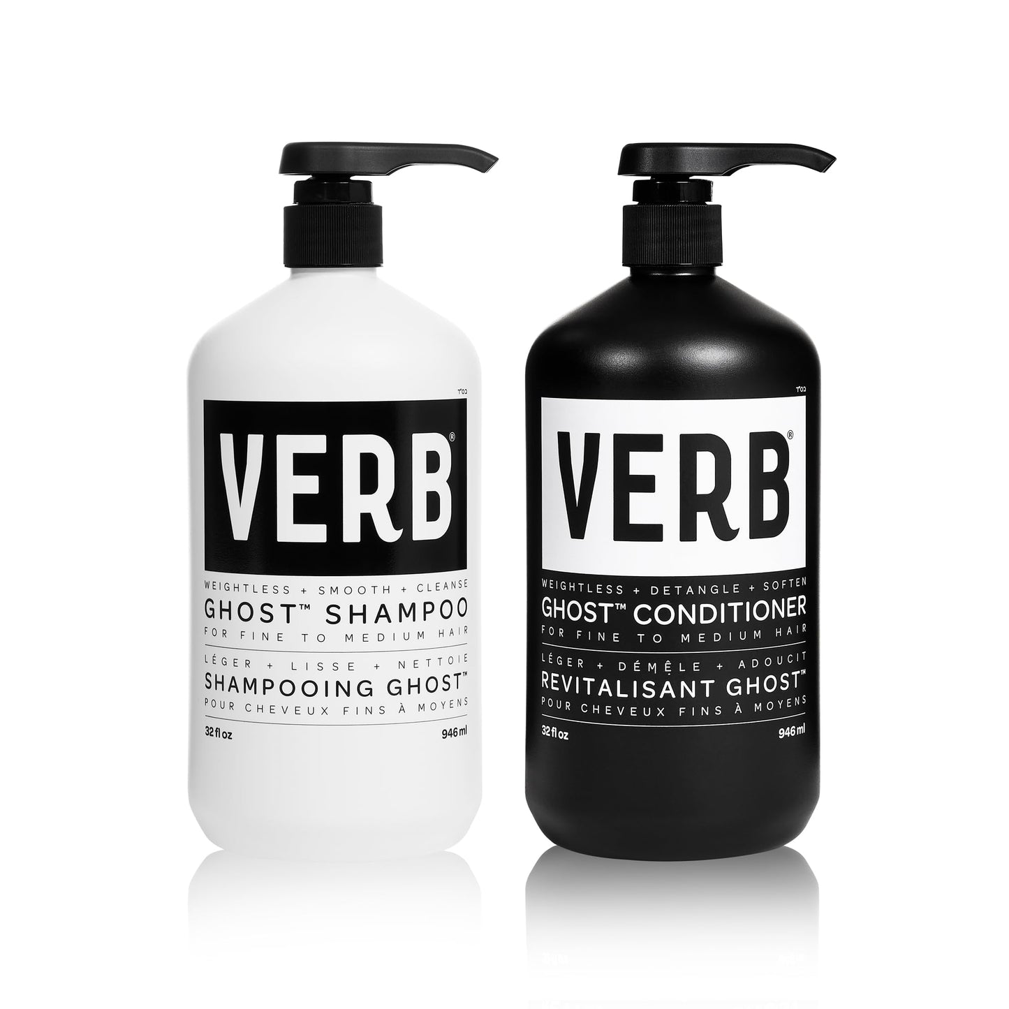 VERB Ghost Shampoo & Conditioner Duo Set, 32 fl oz, Infused with Moringa Oil -Cleanses + Moisturizes Fine and Weighed Down Hair - Vegan, No Parabens