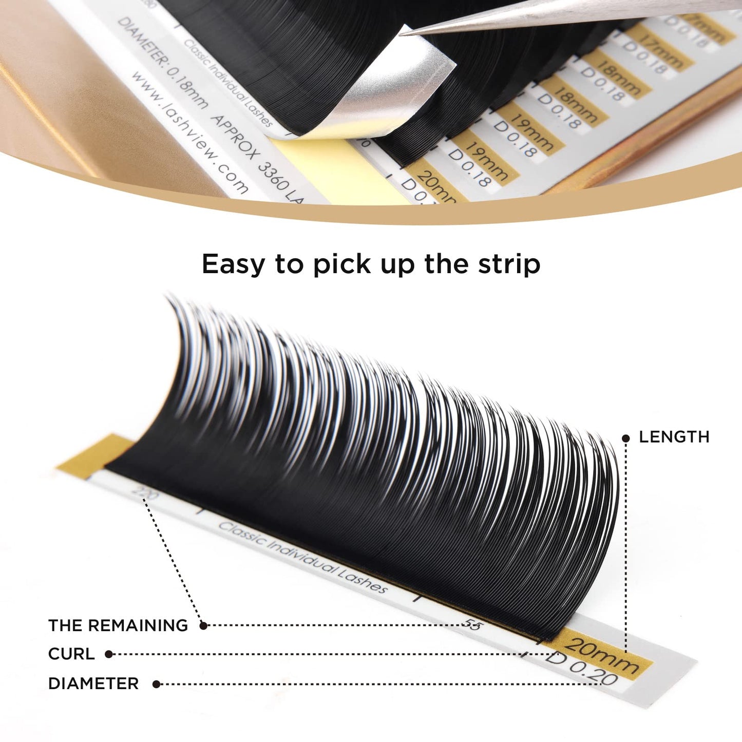LASHVIEW D Curl 13mm Silk Fake Eyelash Extensions 0.20 Thickness Thick Lashes Semi-Permanent Eyelashes Natural Individual Application for Professional