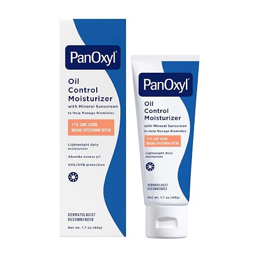 PanOxyl AM Oil Control Moisturizer, NEW Sheer Formula, Absorbs Excess Oil and Reduces Shine, with Mineral Sunscreen for Acne Prone and Oily Skin - SPF