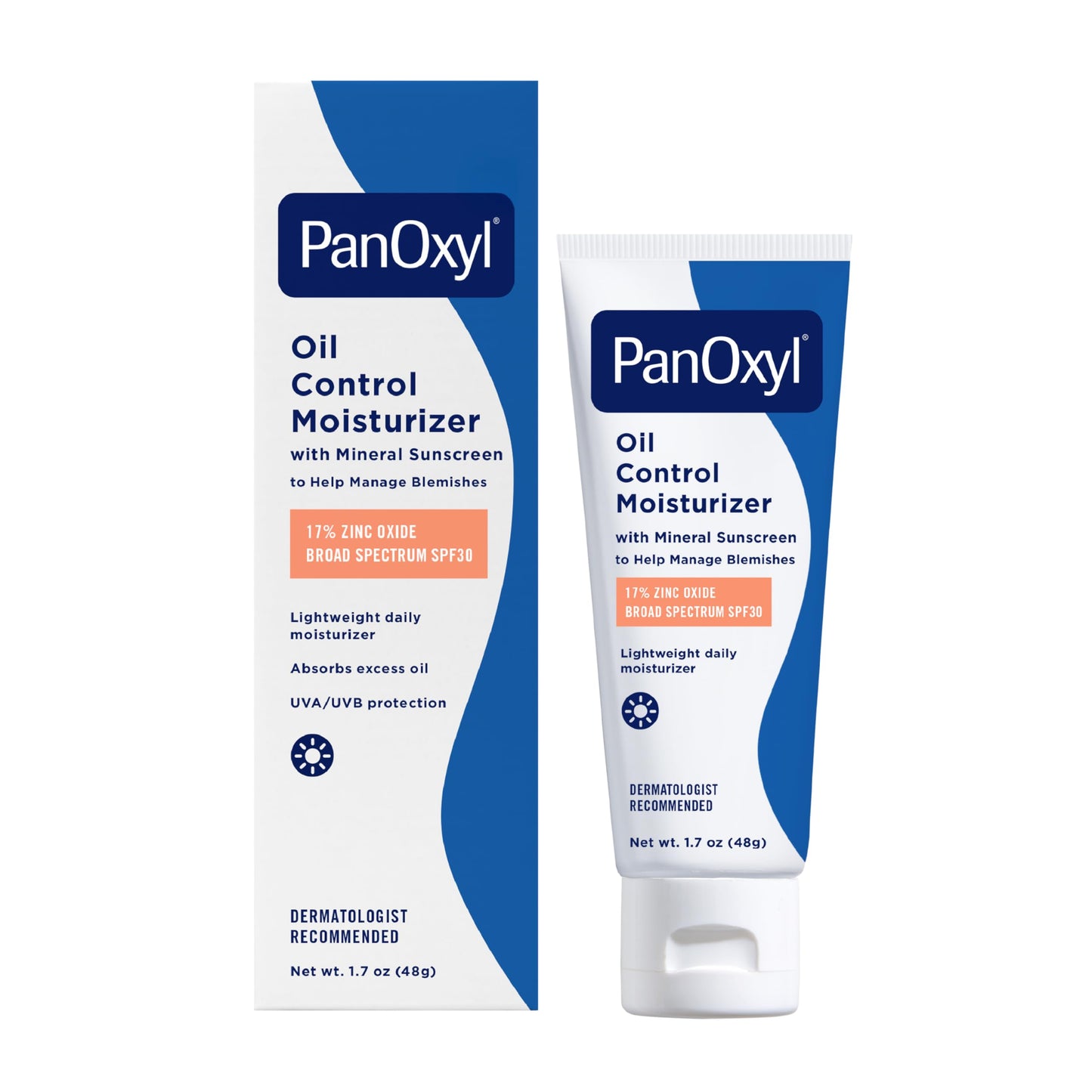 PanOxyl AM Oil Control Moisturizer, NEW Sheer Formula, Absorbs Excess Oil and Reduces Shine, with Mineral Sunscreen for Acne Prone and Oily Skin - SPF