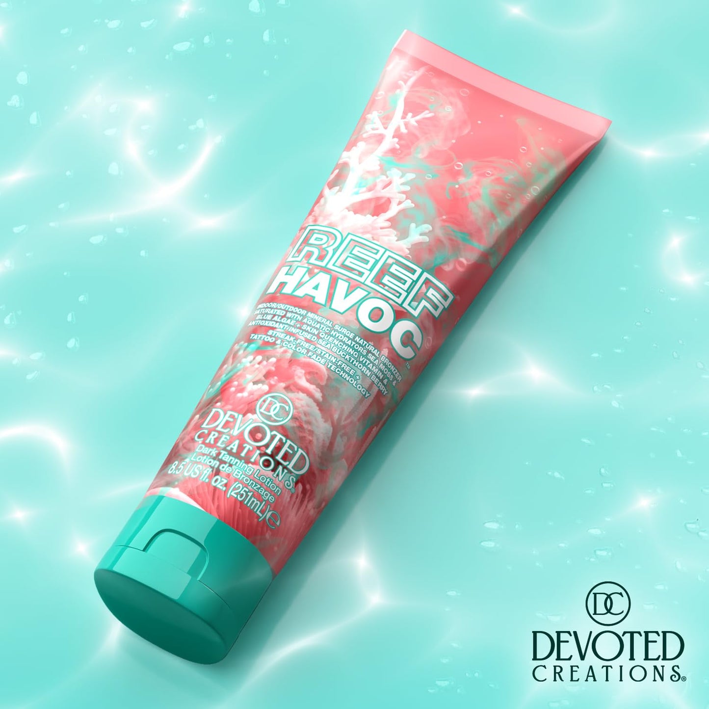 Devoted Creations Reef Havoc | Indoor/Outdoor Mineral Surge Natural Bronzer Dark Tanning Lotion