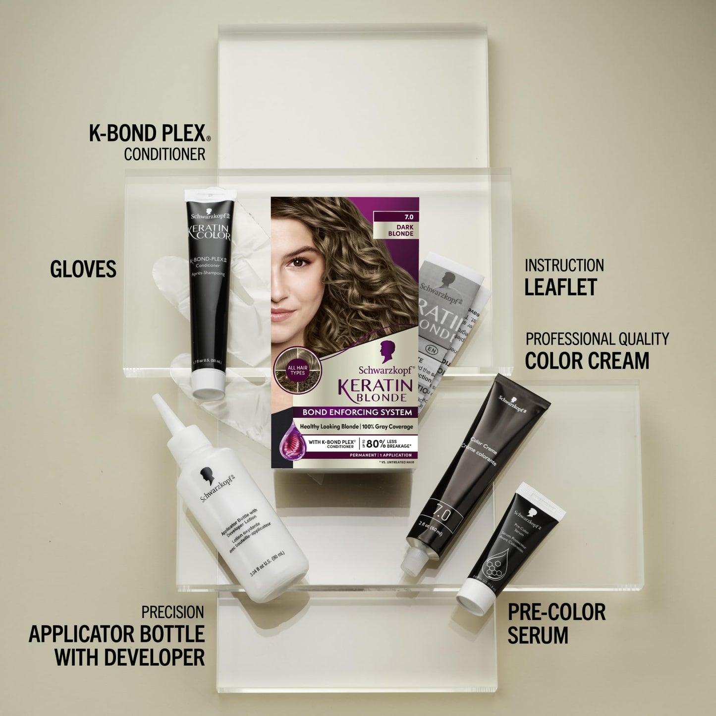 Schwarzkopf Keratin Blonde Hair Dye, 7.0 Dark Blonde, Professional Quality Permanent Hair Color, Bond Enforcing System Helps Prevent Breakage*