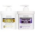 Advanced Clinicals Retinol Body Cream + Hyaluronic Acid Moisturizer 2pc Skincare Set | Face Cream & Body Lotion For Women & Men Helps Improve