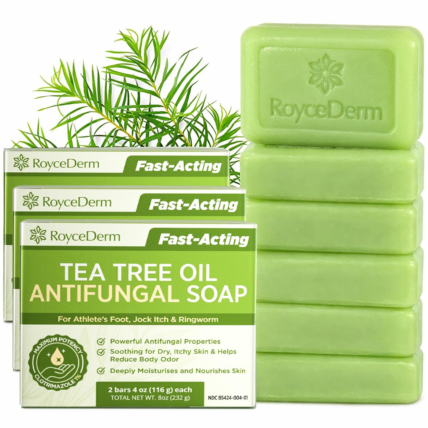 Roycederm Antifungal Bar Soap - Tea tree Oil Soap - Athlete’s Foot Treatment for Jock Itch & Ringworm - Medicated Antifungal Soap with Clotrimazole 1% Beauty & Personal Care Roycederm