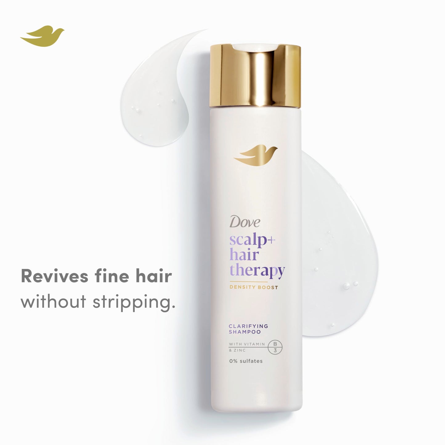 Dove Density Boost Clarifying Shampoo Scalp + Hair Therapy for Gentle Cleansing, with Vitamin B3, Zinc and 0% sulfates, 9.25 oz