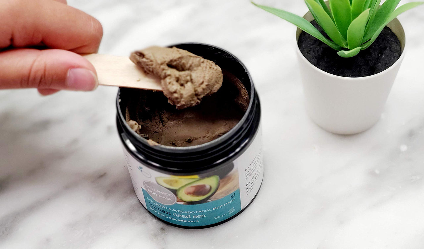 Reveal Naturals All Natural Juman Dead Sea Mud Mask infused with Avocado & Dead Sea Minerals 11.9 oz. Minimizes Pores. Tone Skin. Reduces Excess